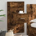 vidaXL Nachtkastje met LEDs wandgemonteerd gerookt, Verzenden, Nieuw, Hout