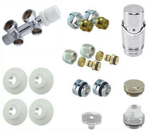 Riko Complete haakse (links) onderblokset 16x2,0 mm + 15 mm, Doe-het-zelf en Verbouw, Verwarming en Radiatoren, Radiator, Nieuw