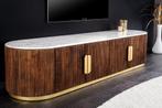 Design TV-bord GATSBY 170 cm Bruin Goud Mangohout Wit, Ophalen of Verzenden, Nieuw