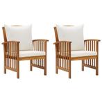 vidaXL Tuinstoelen 2 st met kussens massief acaciahout, Tuin en Terras, Tuinstoelen, Verzenden, Nieuw, Hout