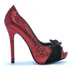 Bettie Page, Tempest Red Glitter Peeptoe  in maat 37., Kleding | Dames, Overige Dameskleding, Nieuw, Verzenden