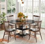 Ronde Eettafel 120 cm – Hout met Opbergplank, Huis en Inrichting, Tafels | Eettafels, Verzenden, Nieuw