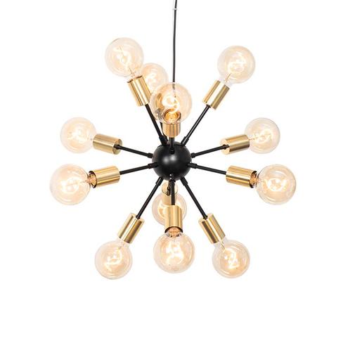 Design hanglamp zwart met goud 12-lichts - Juul, Huis en Inrichting, Lampen | Hanglampen