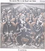 Spotprent over de eerste film in de Raad van State (Lithos), Antiek en Kunst, Kunst | Litho's en Zeefdrukken, Verzenden