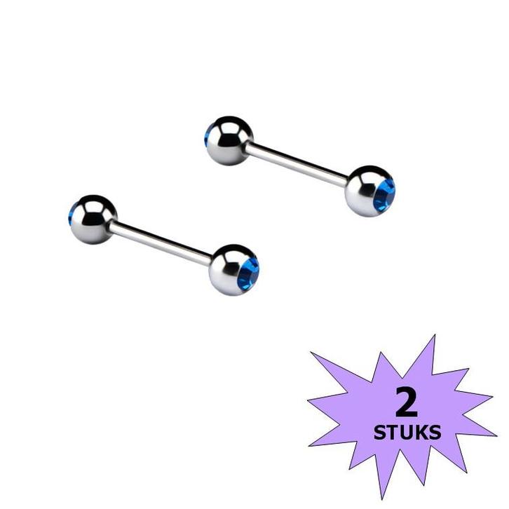 Fako Bijoux - Barbell Piercing - Kristal - 12mm -, Sieraden, Tassen en Uiterlijk, Piercings, Verzenden