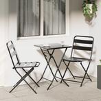 vidaXL 3-delige Opvouwbare Bistro Set in Anthraciet Staal, Tuin en Terras, Tuinsets en Loungesets, Verzenden, Nieuw, Overige materialen