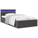 vidaXL Bedframe met opbergruimte en LED stof donkergrijs, Huis en Inrichting, Slaapkamer | Bedden, 100 cm, Eenpersoons, Verzenden