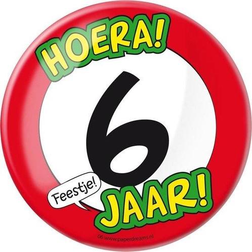 Paperdreams - XL Button - 6 jaar - Doorsnee 10 cm, Verzamelen, Speldjes, Pins en Buttons, Ophalen of Verzenden