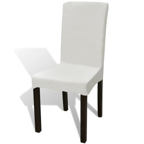 vidaXL 6 st Stoelhoezen recht stretch crèmekleurig, Tuin en Terras, Tuinmeubel-accessoires, Nieuw, Verzenden