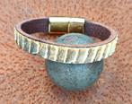 Armband van echt slangen leer met goud kleurige RVS sluiting, Verzenden, Nieuw