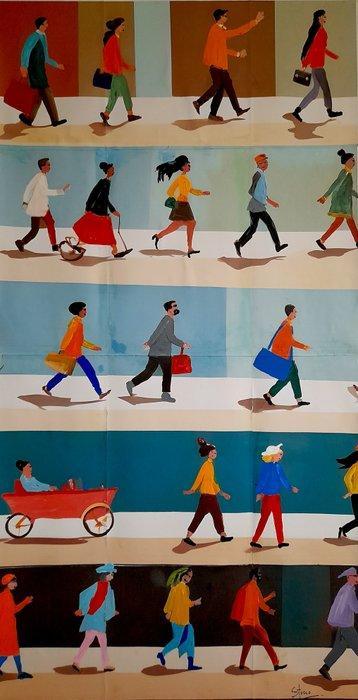 Giorgio Stocco - Strange people 70- opera unica, Antiek en Kunst, Kunst | Schilderijen | Modern