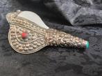 Tibetaanse rituele schelp (Shanka) - metaalgegraveerd -