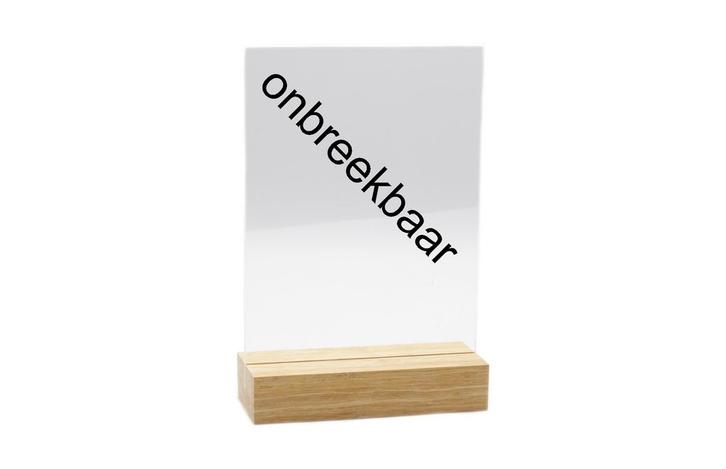 A5 Onbreekbare Kaarthouder Met Bamboe Voet - Blank, Zakelijke goederen, Kantoor en Winkelinrichting | Kantoorartikelen, Nieuw in verpakking